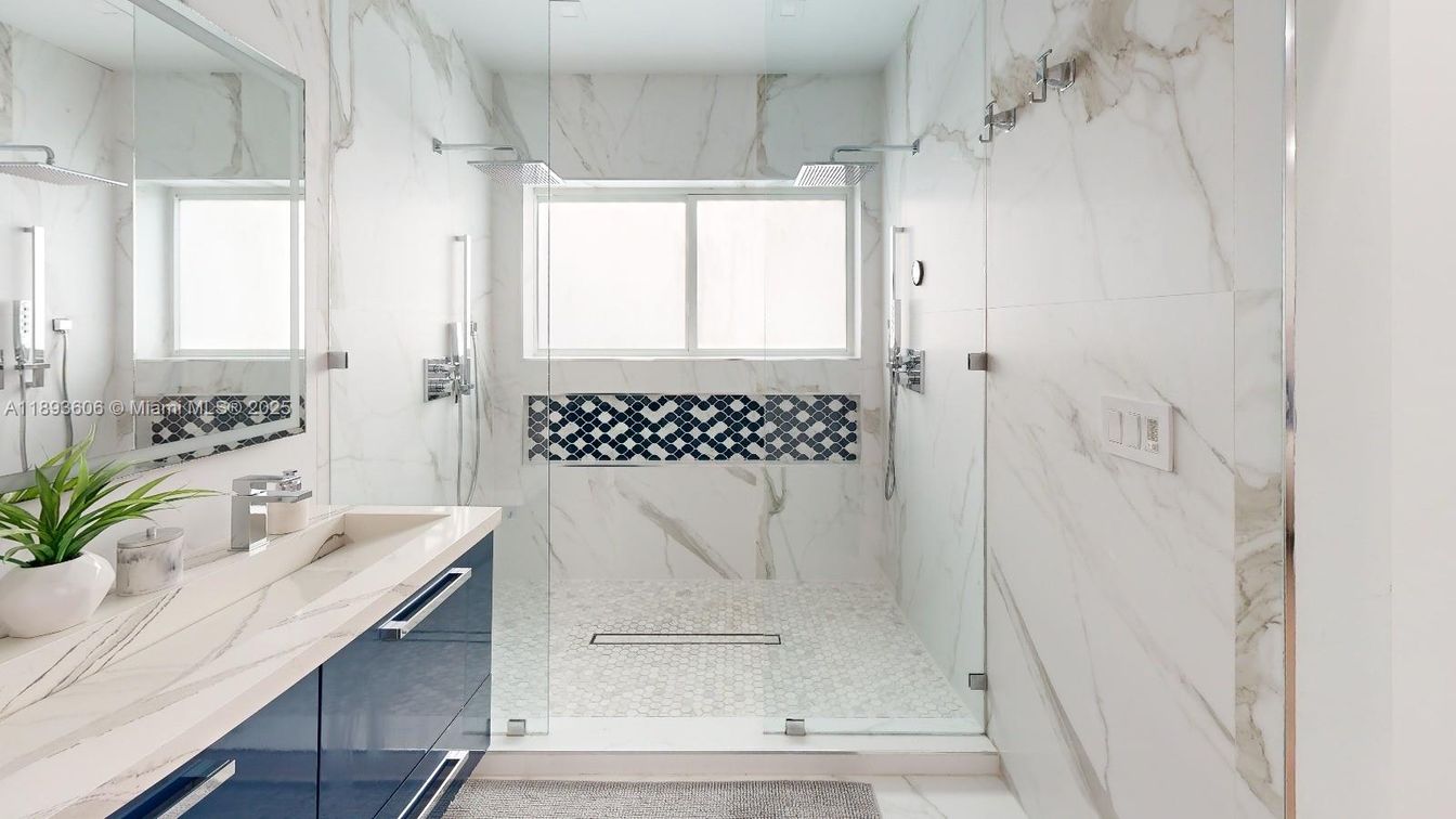 Bathroom, Glass Shower, Interior, Marble Walls