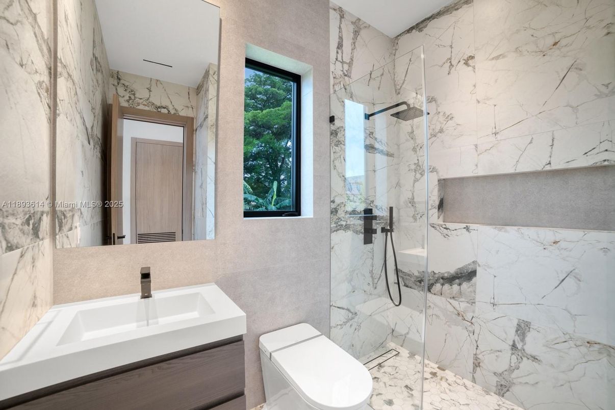 Bathroom, Glass Shower, Interior, Marble Walls
