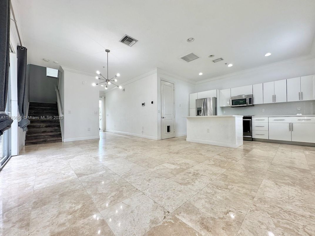 Interior, Kitchen, Pendant Lights, Recessed Lighting, Stainless Steel Appliances