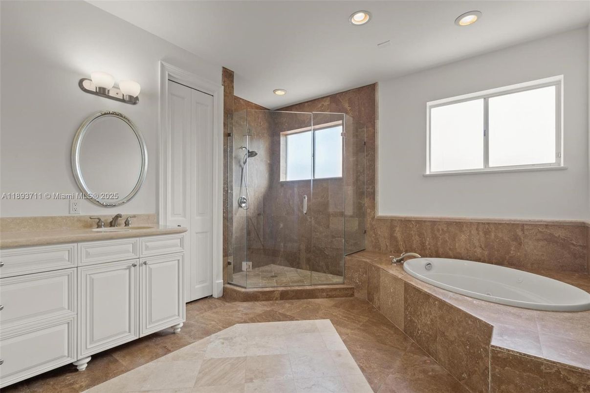 Bathroom, Glass Shower, Interior, Recessed Lighting
