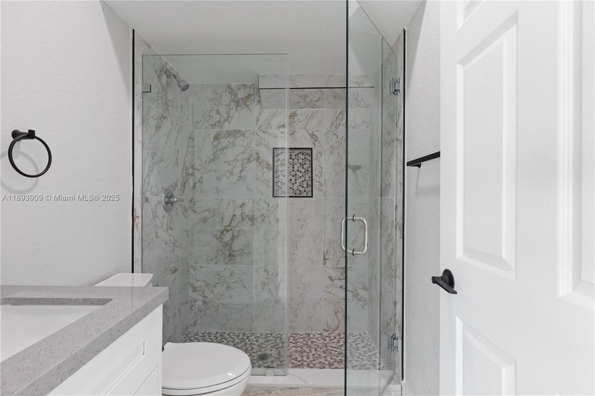 Bathroom, Glass Shower, Interior, Marble Walls