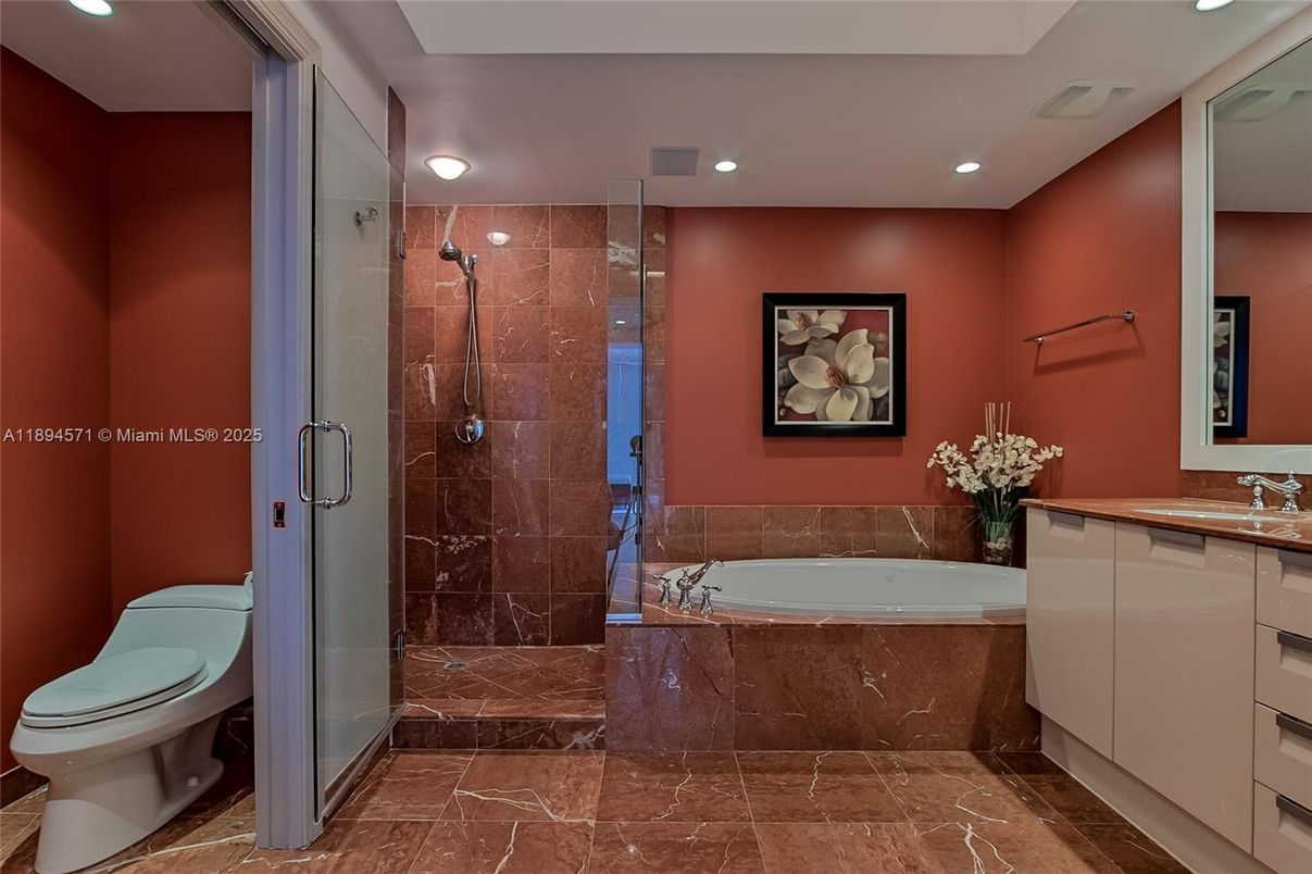 Bathroom, Glass Shower, Interior, Recessed Lighting