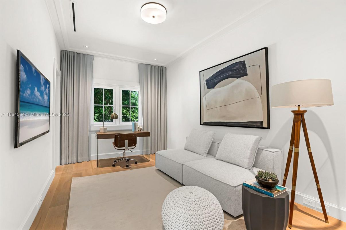 Home Office, Interior, Living room, Recessed Lighting, Wood Texture Flooring