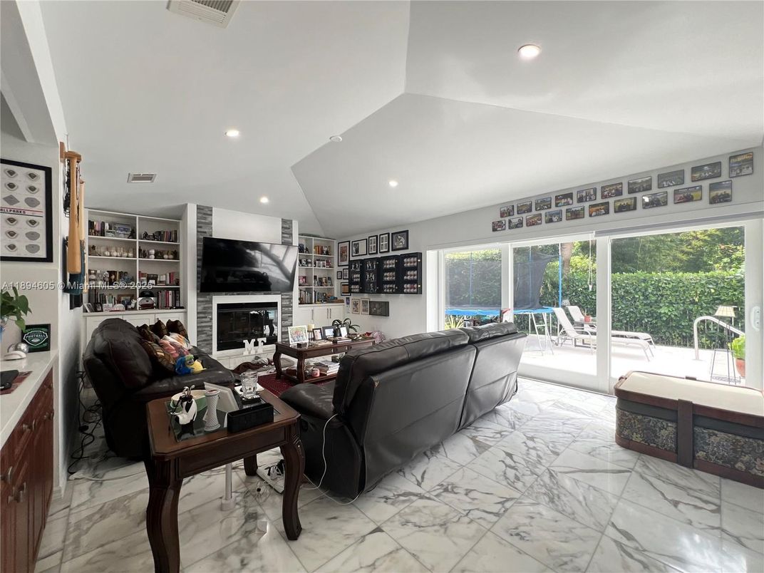 Fireplace, Interior, Living room, Marble, Recessed Lighting