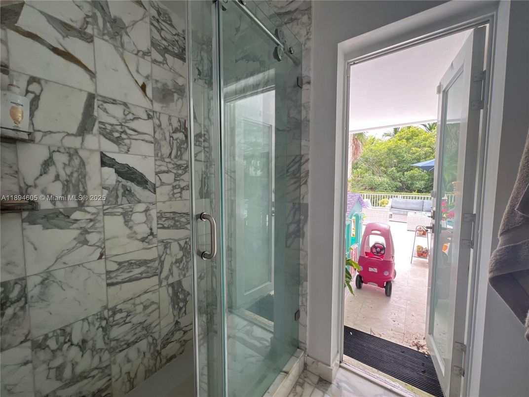 Bathroom, Glass Shower, Interior, Marble Walls