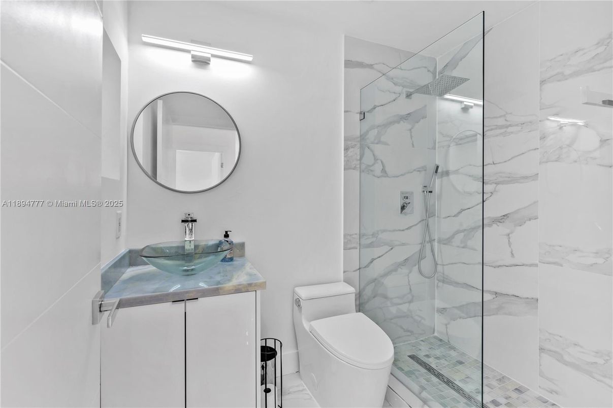 Bathroom, Glass Shower, Interior, Marble Walls
