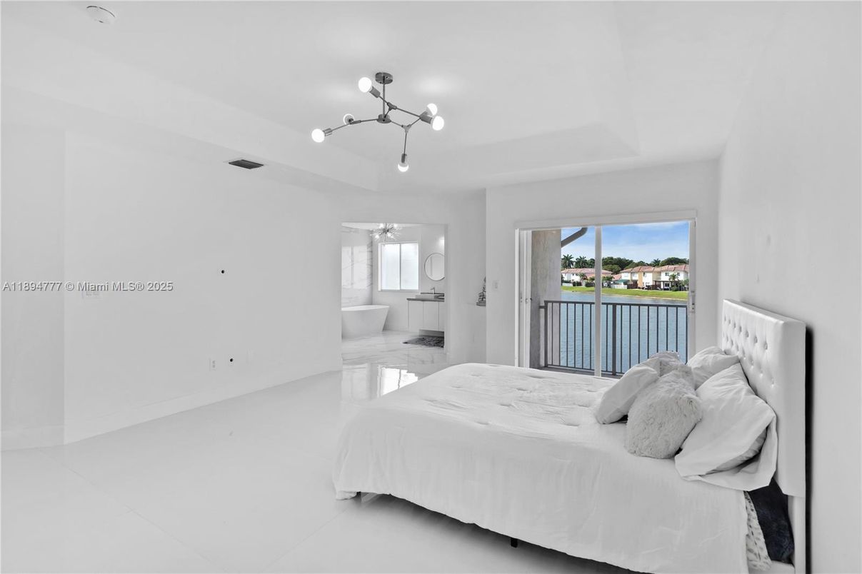Bedroom, Interior, Pendant Lights, Water