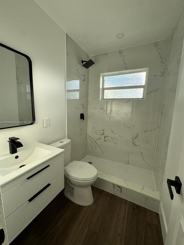 Bathroom, Interior, Marble Walls, Wood Texture Flooring