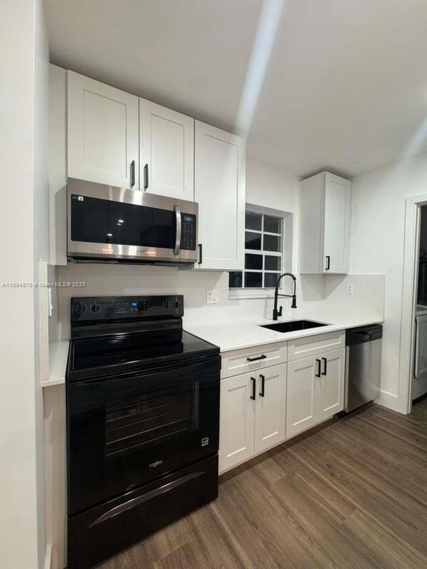 Interior, Kitchen, Stainless Steel Appliances, Wood Texture Flooring