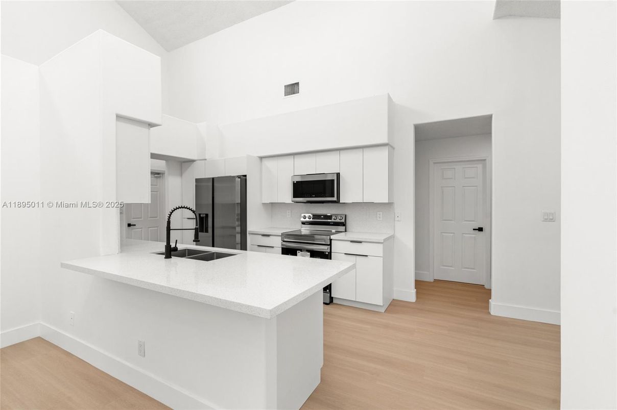 Interior, Kitchen, Stainless Steel Appliances, Wood Texture Flooring