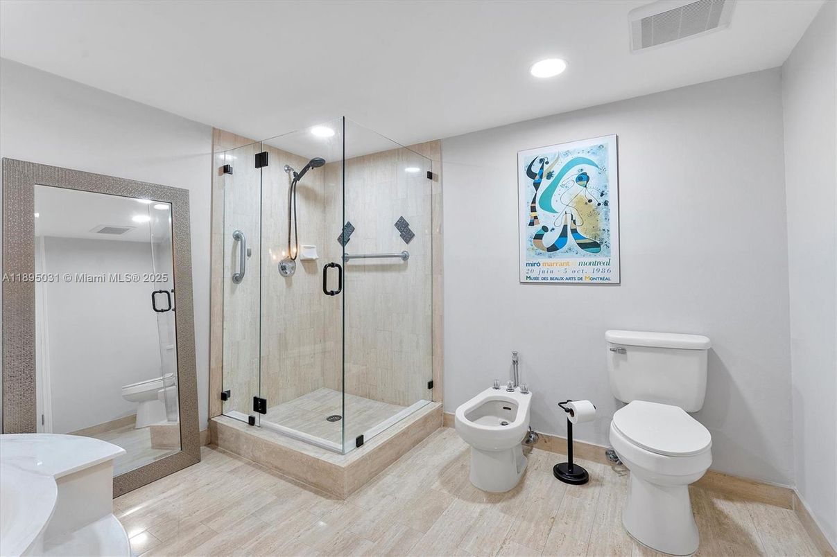 Bathroom, Glass Shower, Interior, Recessed Lighting