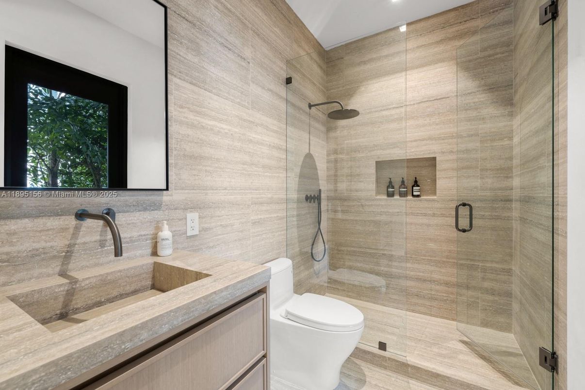 Bathroom, Glass Shower, Interior, Recessed Lighting