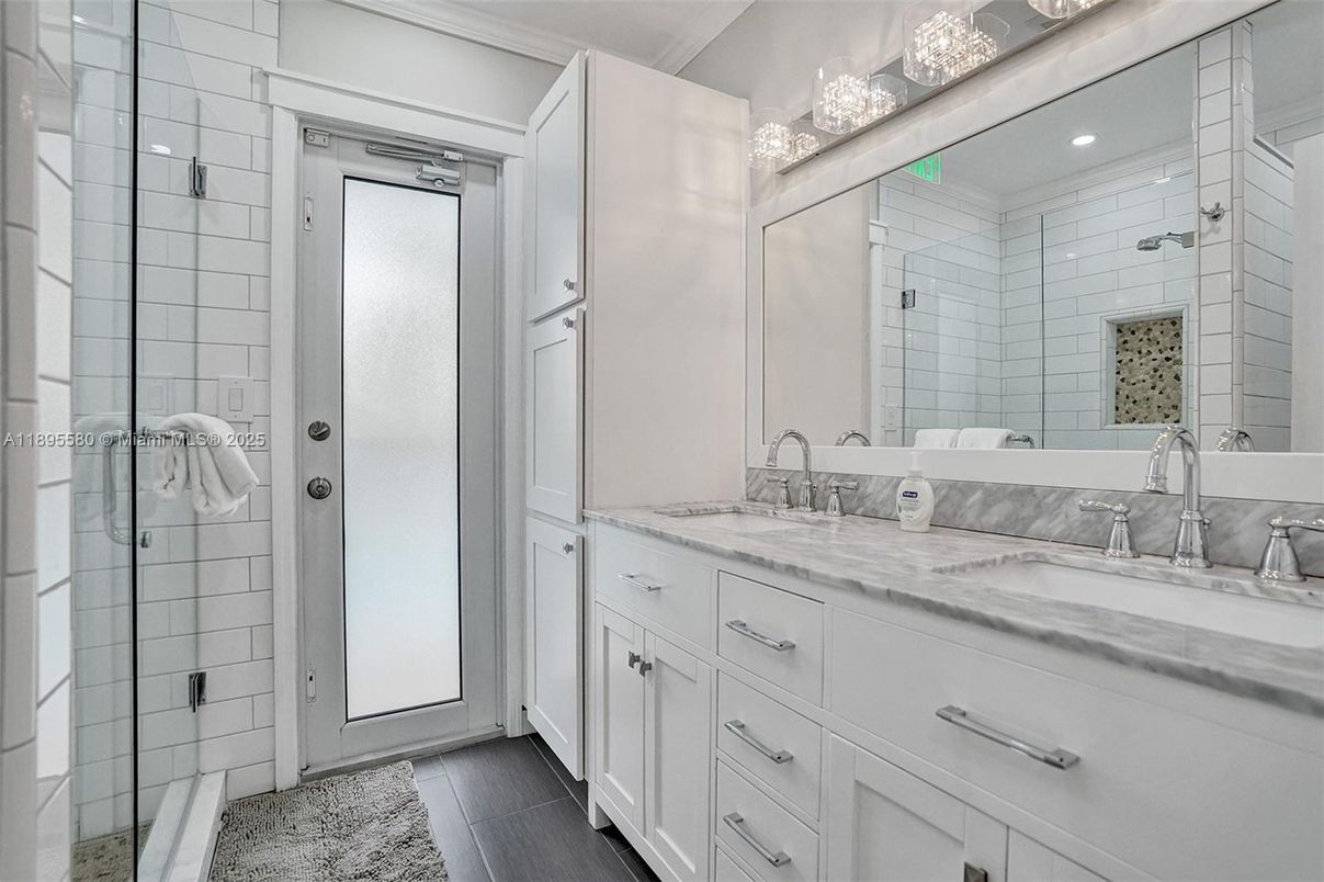 Bathroom, Dual Sink Vanities, Glass Shower, Interior, Recessed Lighting