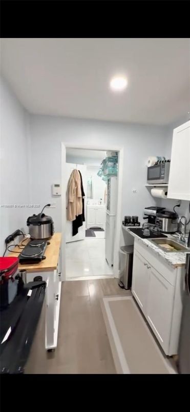 Interior, Kitchen, Recessed Lighting, Wood Texture Flooring