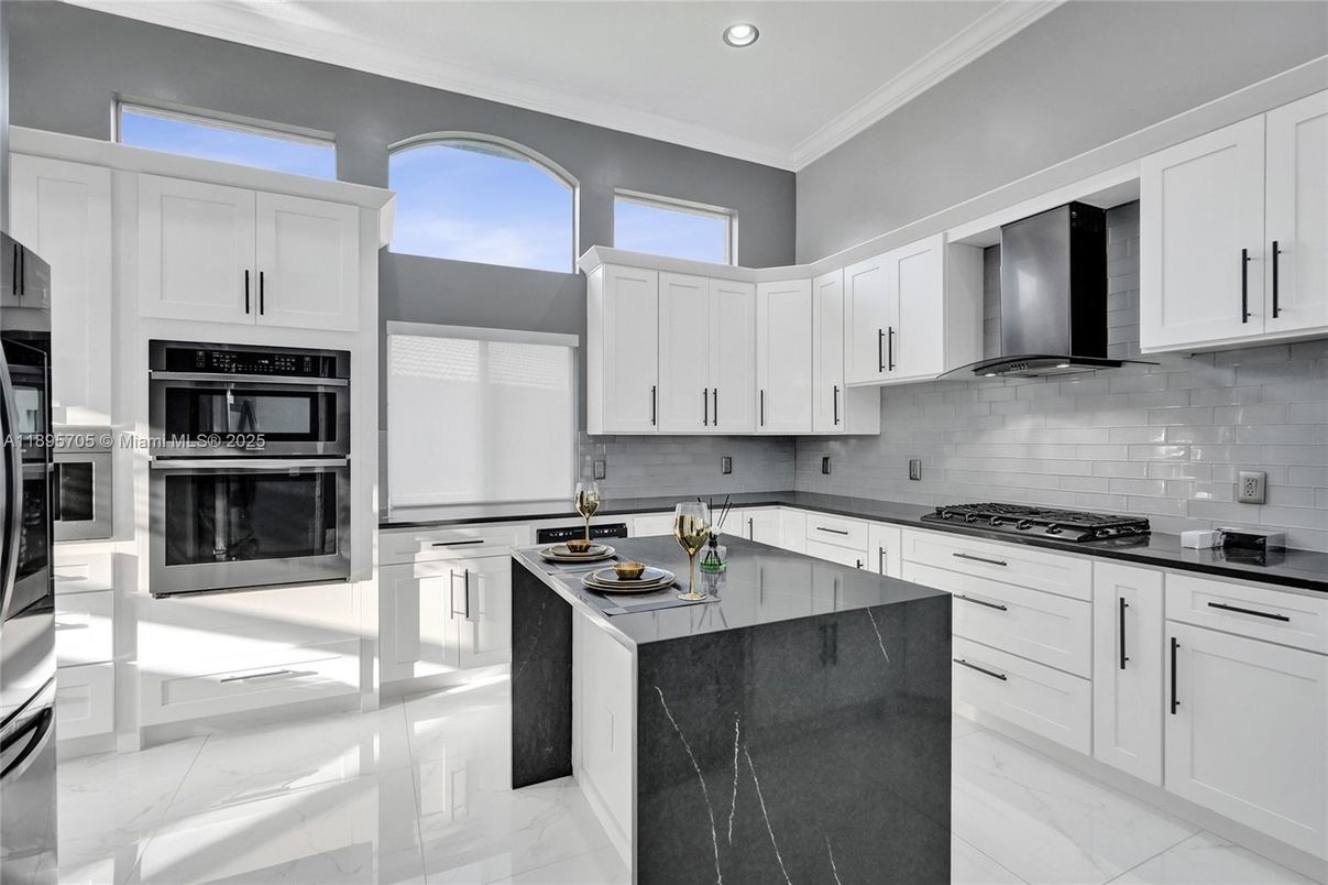 Interior, Kitchen, Marble, Recessed Lighting, Stainless Steel Appliances