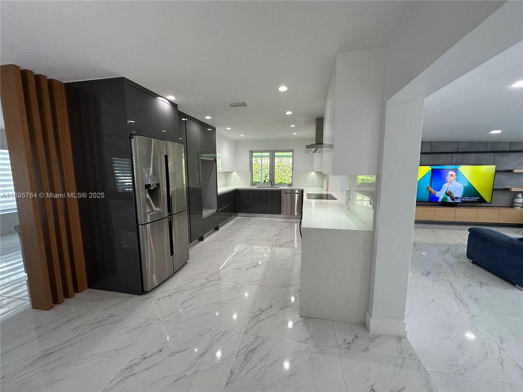 Interior, Kitchen, Marble, Recessed Lighting, Stainless Steel Appliances