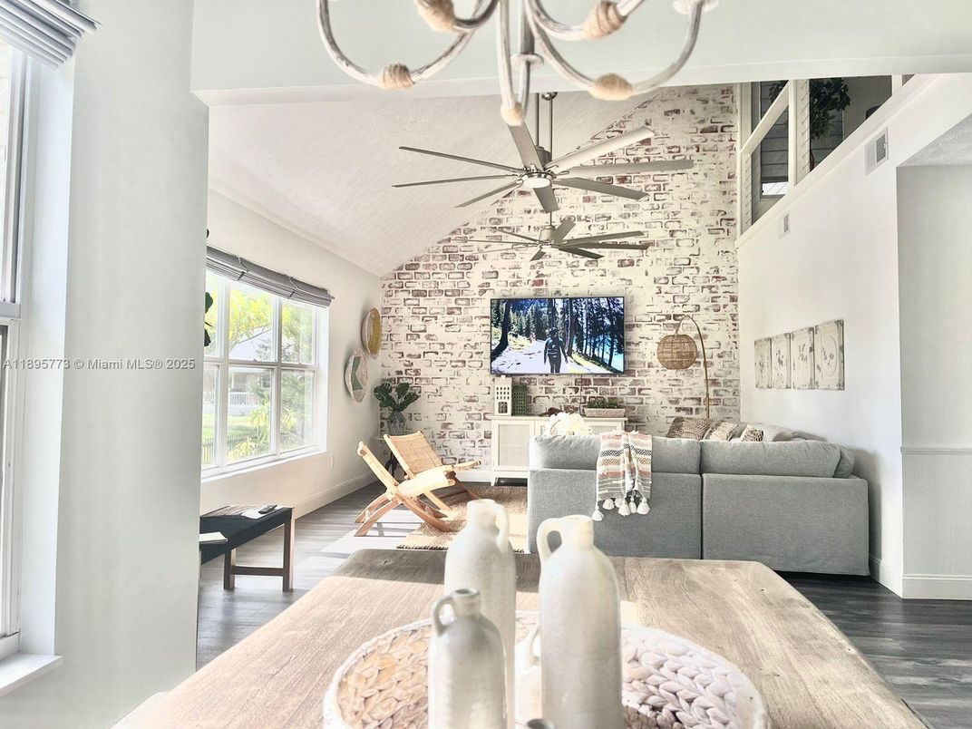 Dining room, Interior, Stone Walls, Wood Texture Flooring