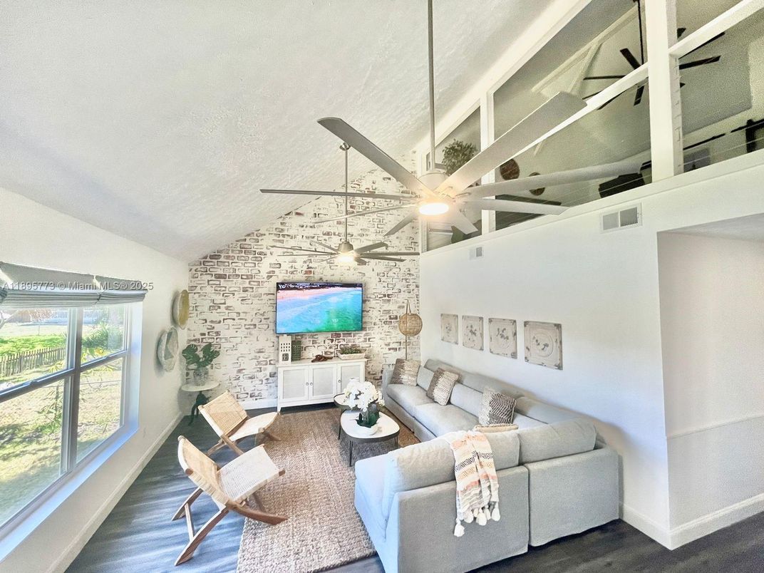 Interior, Living room, Stone Walls, Wood Texture Flooring