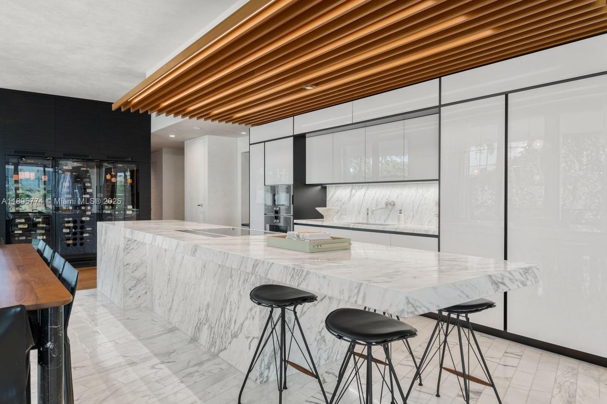 Interior, Kitchen, Marble, Recessed Lighting, Wine Storage