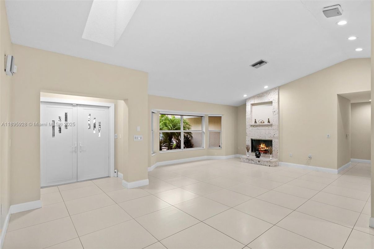 Empty room, Fireplace, Interior, Recessed Lighting
