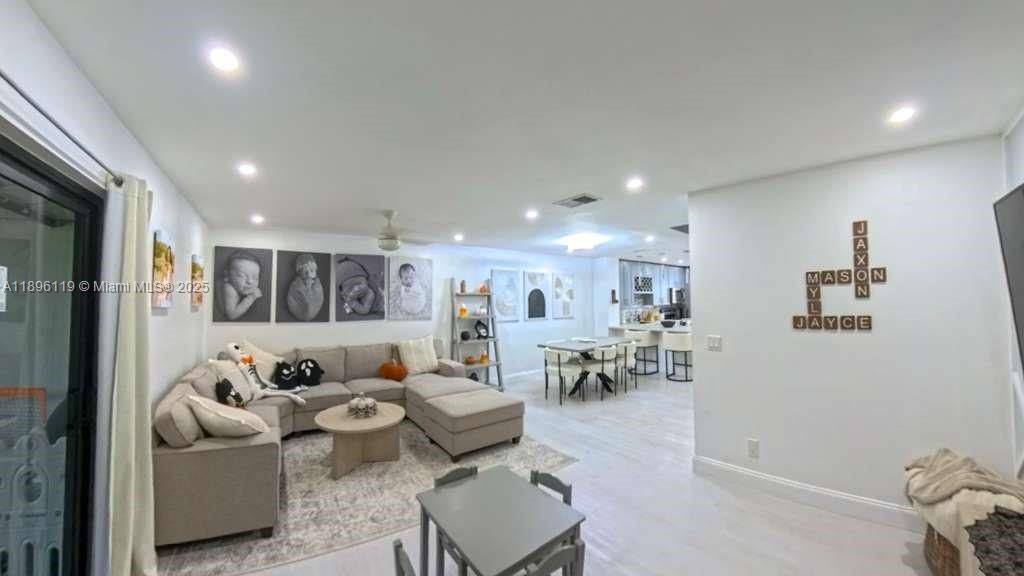 Dining room, Interior, Kitchen, Living room, Recessed Lighting