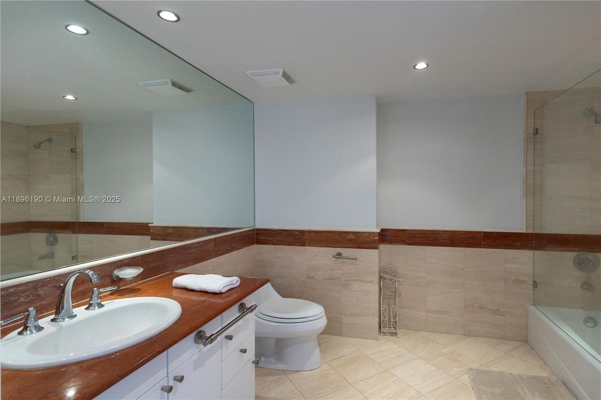 Bathroom, Dual Sink Vanities, Glass Shower, Interior, Recessed Lighting