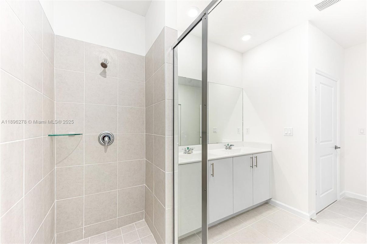 Bathroom, Glass Shower, Interior, Recessed Lighting