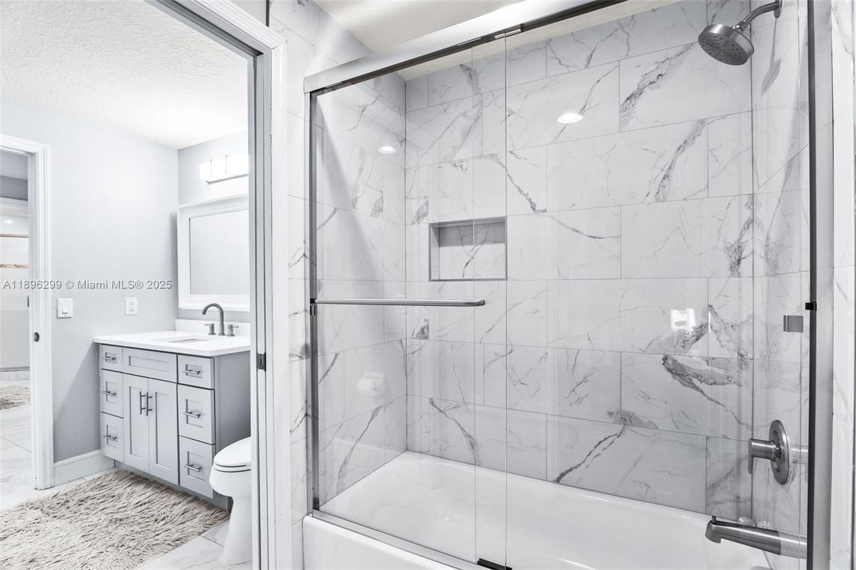 Bathroom, Glass Shower, Interior, Marble Walls
