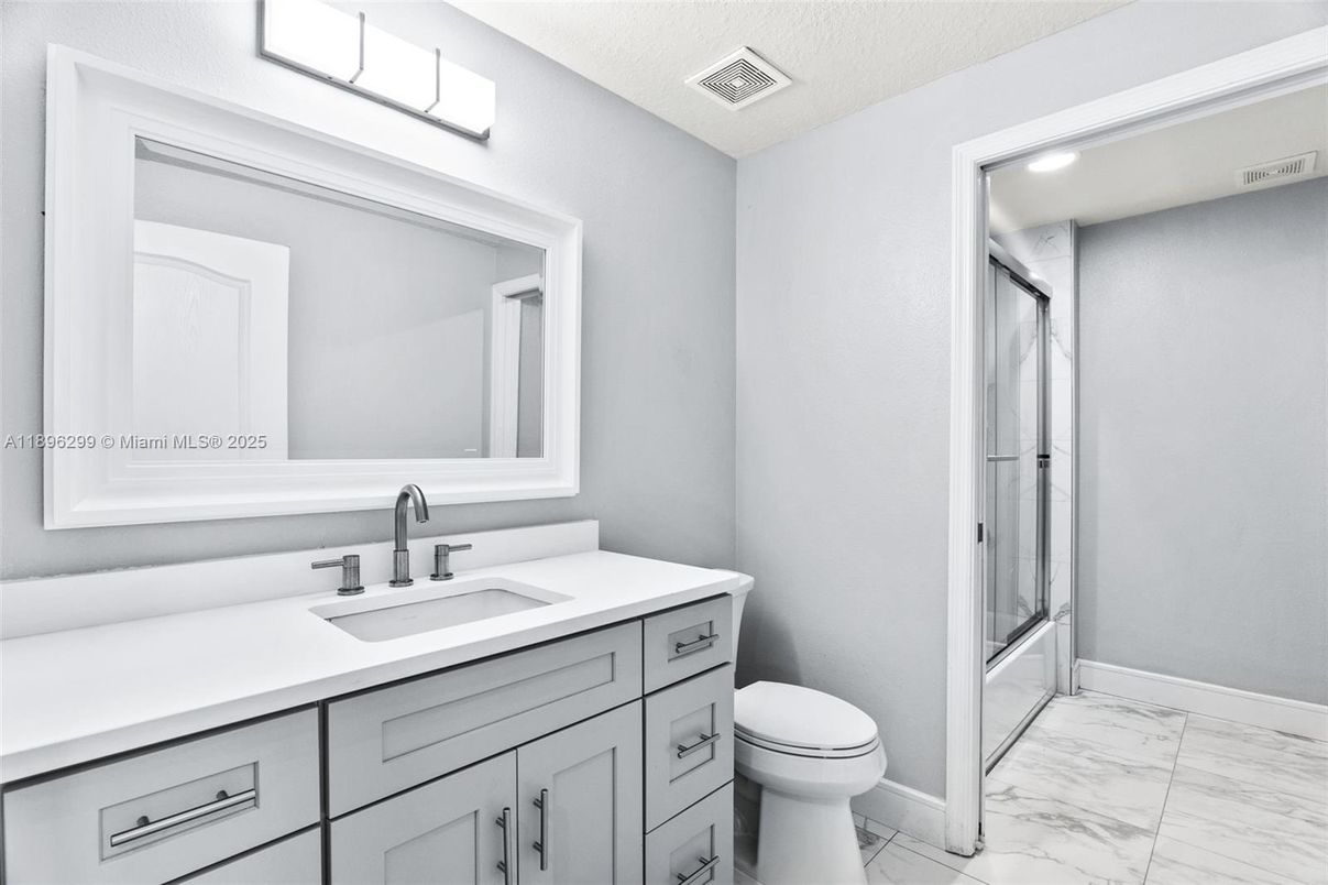 Bathroom, Glass Shower, Interior, Marble, Recessed Lighting