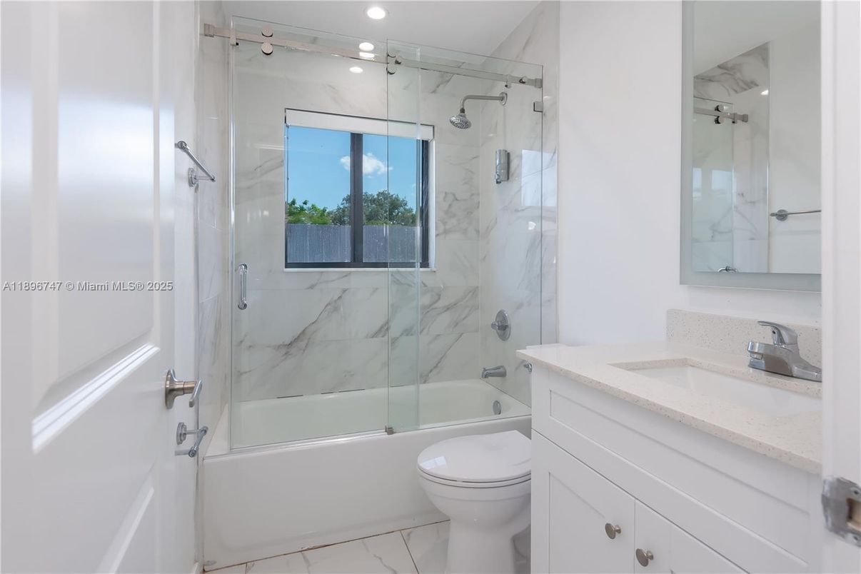 Bathroom, Glass Shower, Interior, Marble, Marble Walls, Recessed Lighting
