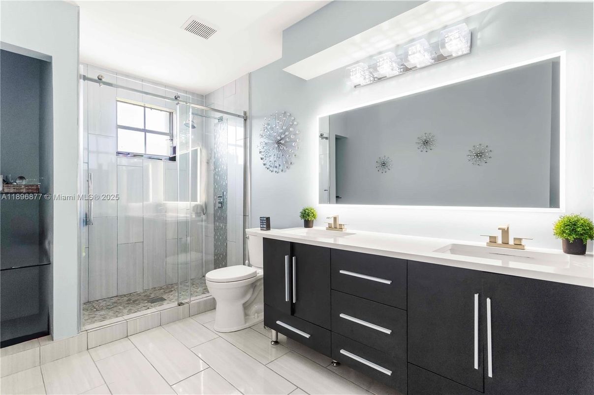 Bathroom, Dual Sink Vanities, Glass Shower, Interior