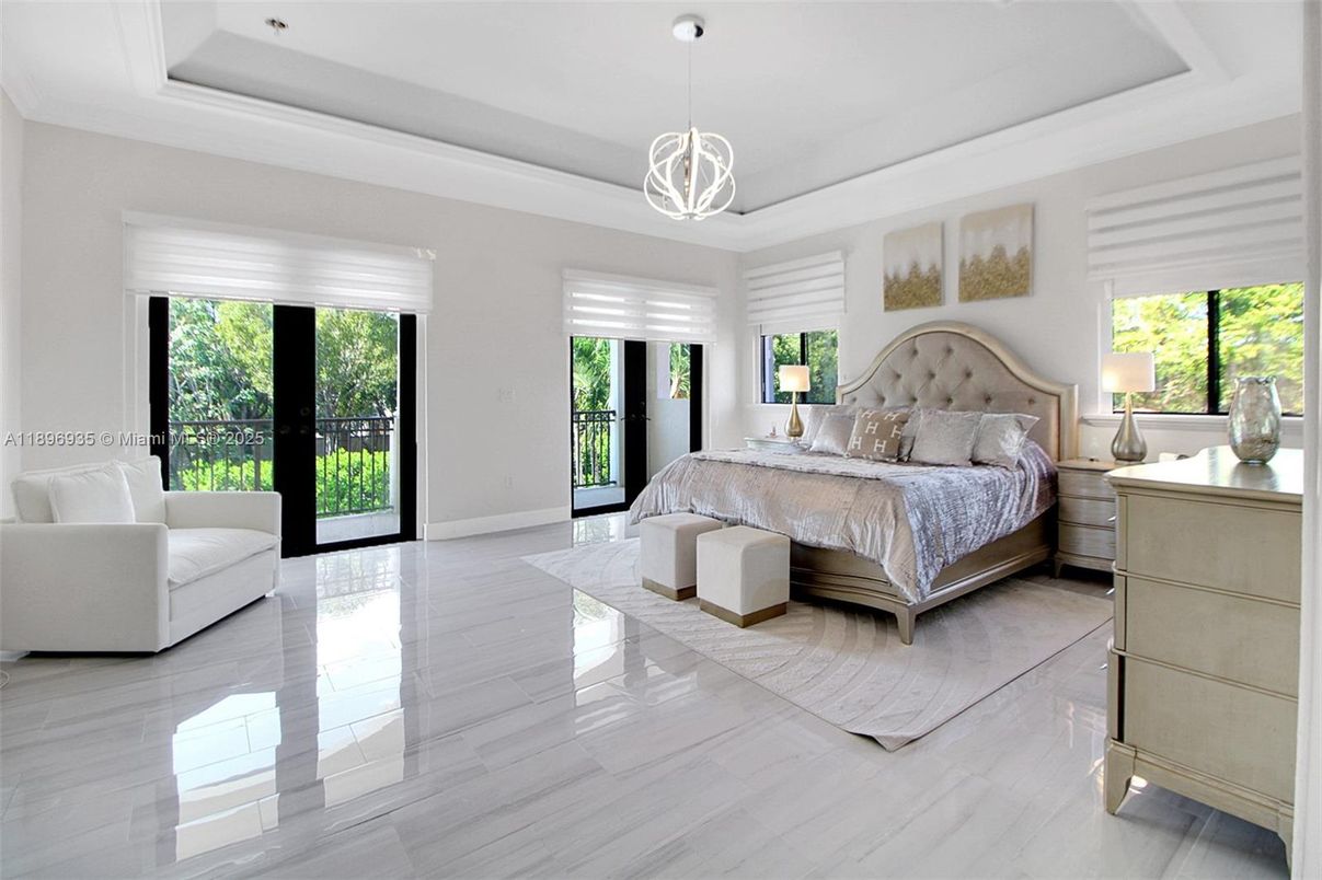 Bedroom, Interior, Marble, Pendant Lights