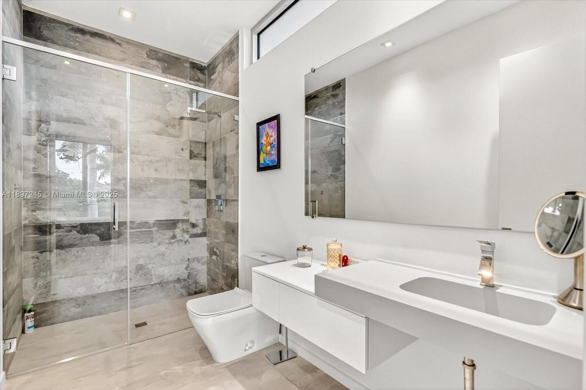 Bathroom, Glass Shower, Interior, Recessed Lighting