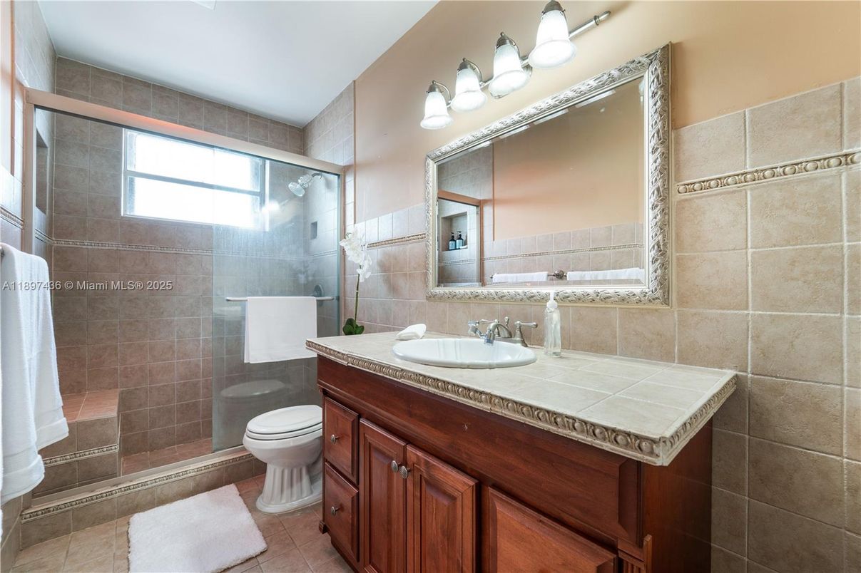 Bathroom, Glass Shower, Interior, Tile Countertops