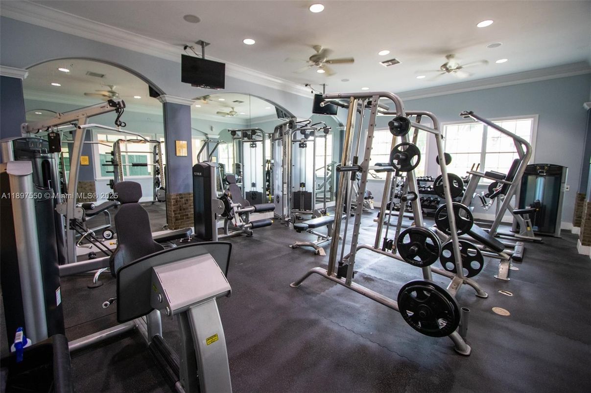 Fitness Equipment, Gym, Interior, Recessed Lighting