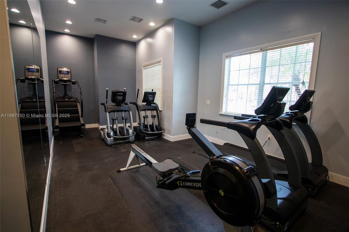 Fitness Equipment, Gym, Interior, Recessed Lighting