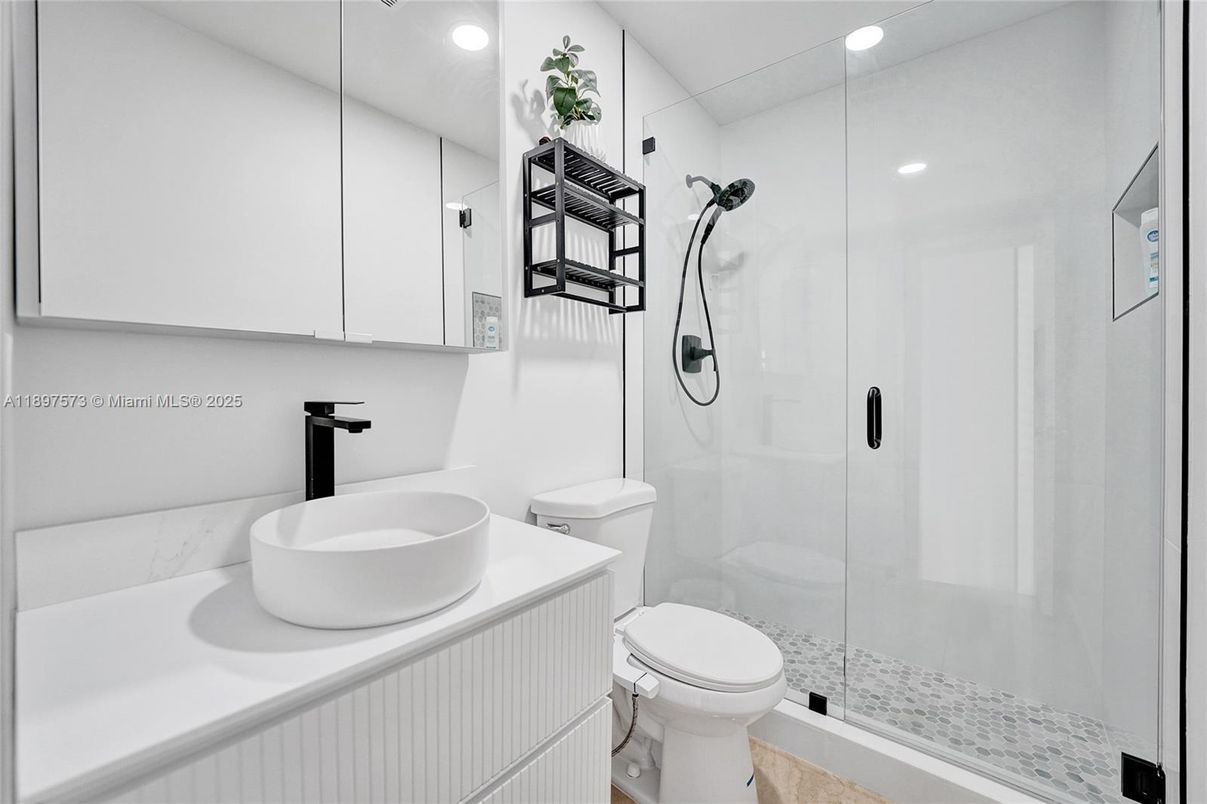 Bathroom, Glass Shower, Interior, Recessed Lighting