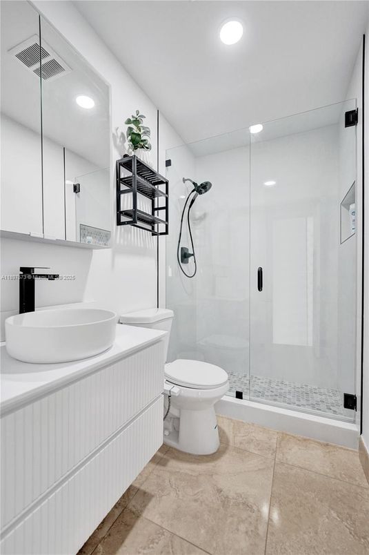 Bathroom, Glass Shower, Interior, Recessed Lighting