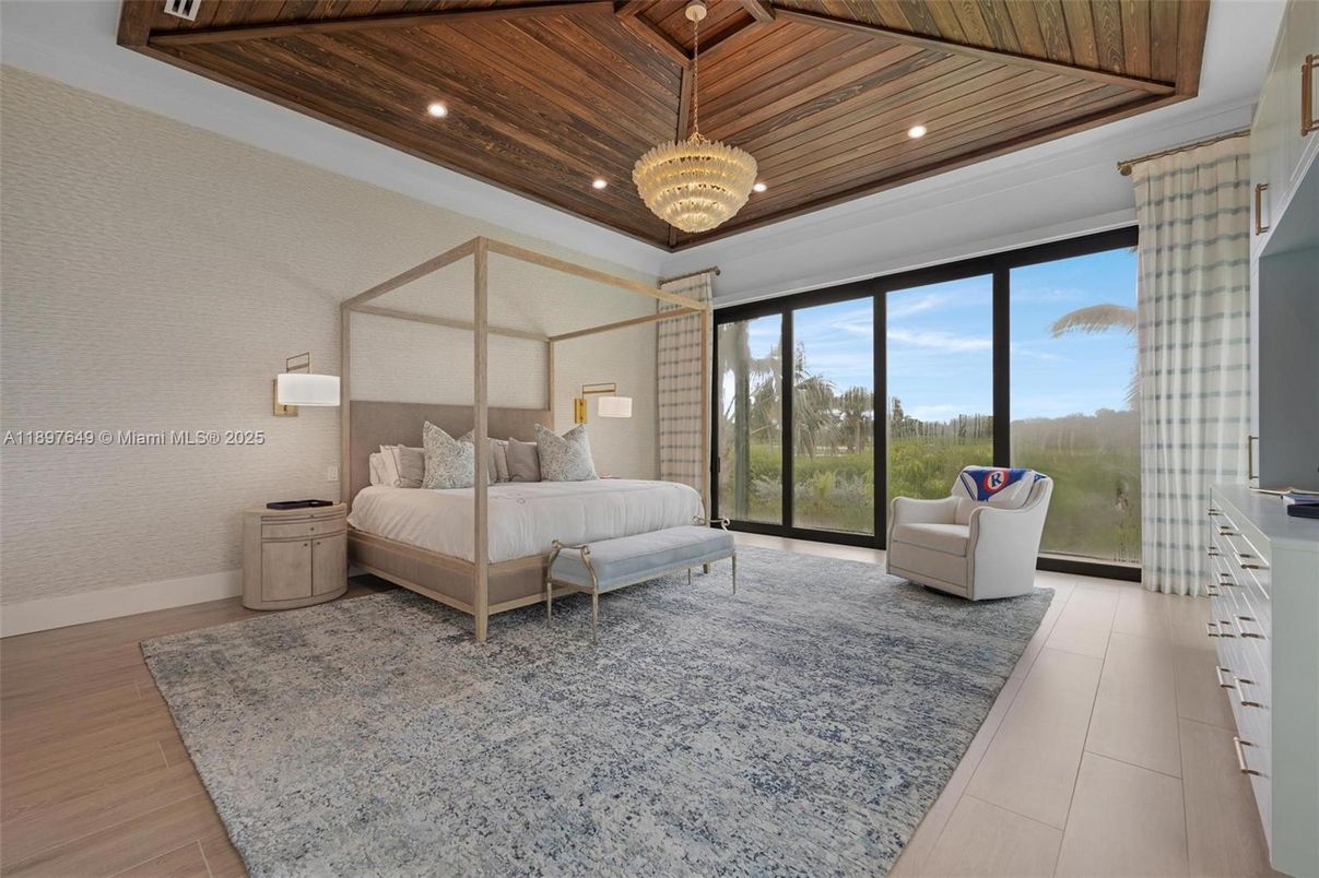 Bedroom, Interior, Pendant Lights, Recessed Lighting, Wooden Ceilings, Wood Texture Flooring