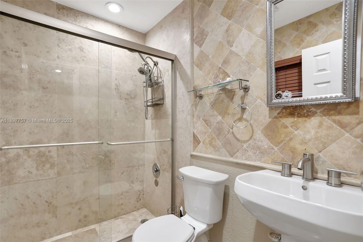 Bathroom, Glass Shower, Interior, Recessed Lighting