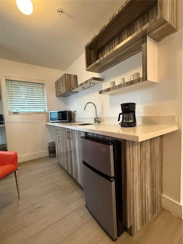 Interior, Kitchen, Recessed Lighting, Wood Texture Flooring
