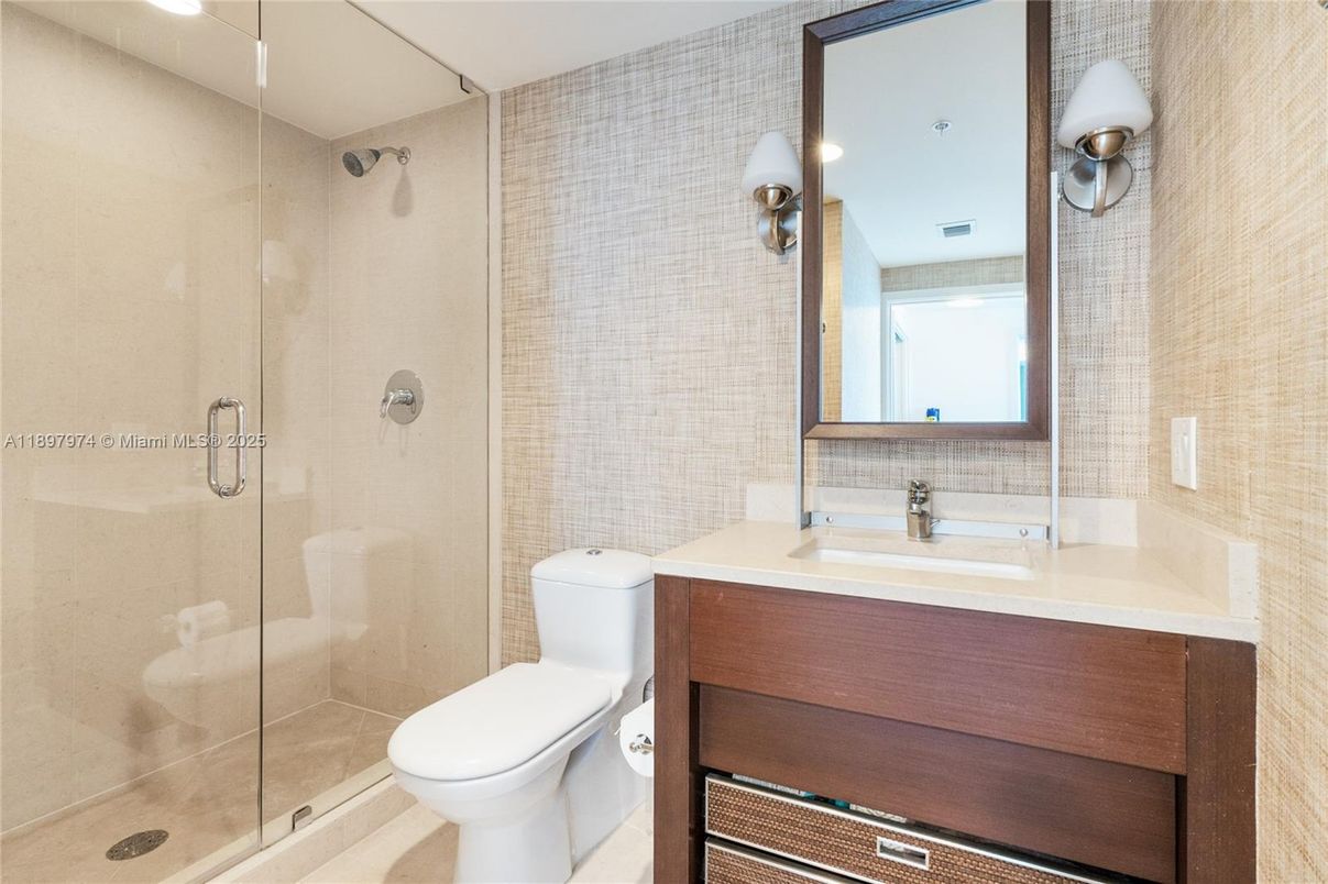 Bathroom, Glass Shower, Interior, Recessed Lighting