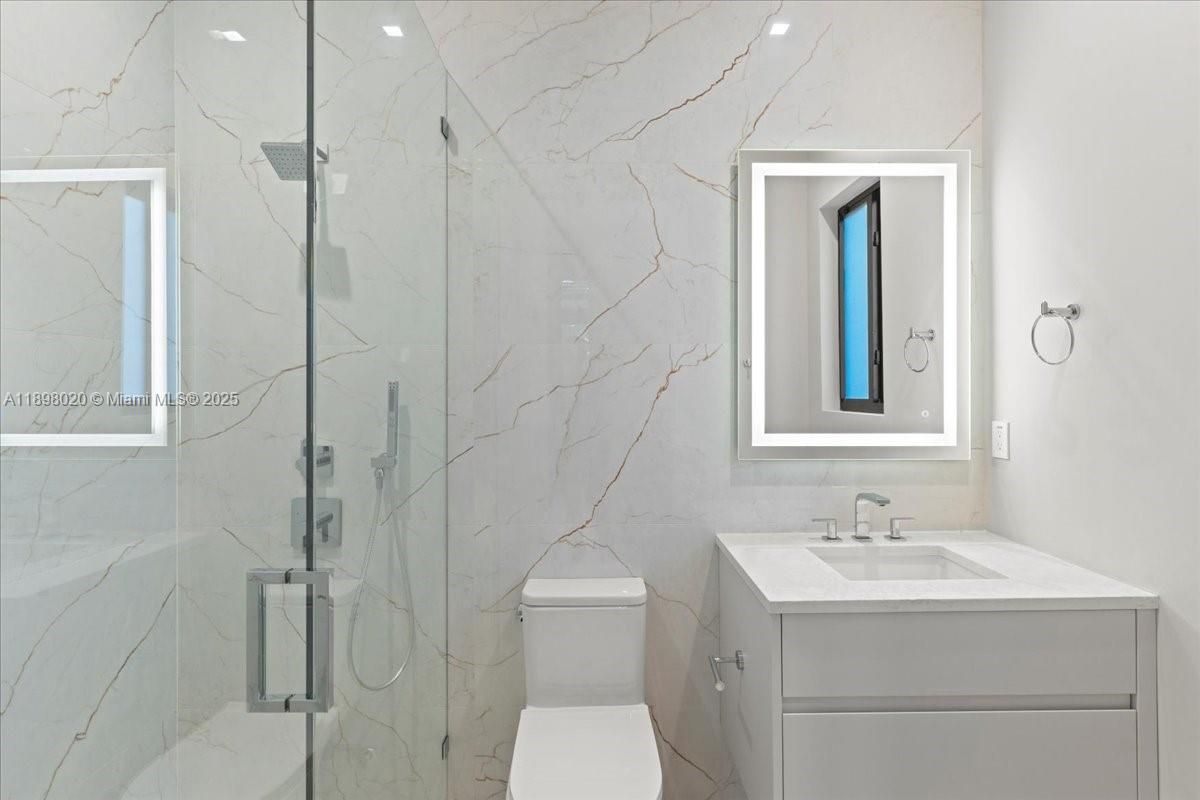 Bathroom, Glass Shower, Interior, Marble Walls