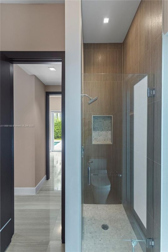Bathroom, Glass Shower, Interior, Recessed Lighting