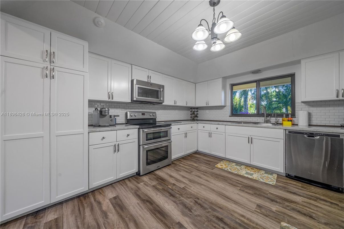 Interior, Kitchen, Stainless Steel Appliances, Wood Texture Flooring