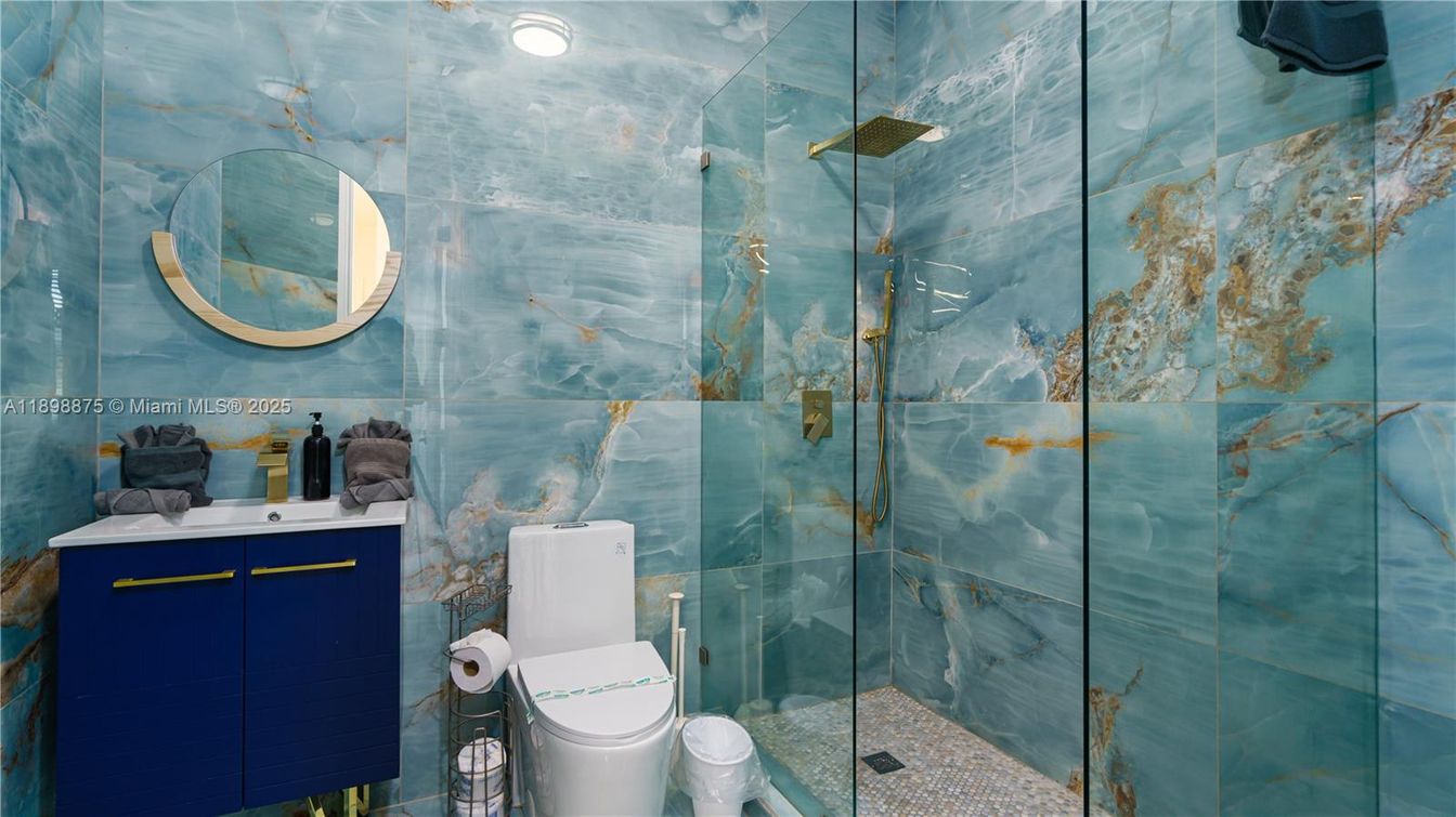 Bathroom, Glass Shower, Interior, Recessed Lighting