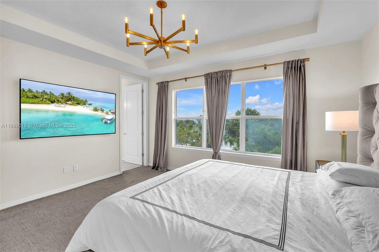 Bedroom, Chandelier, Interior