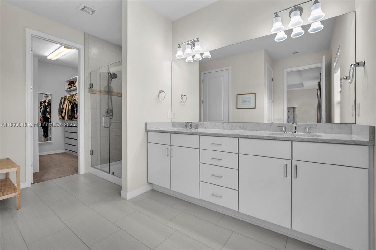 Bathroom, Dual Sink Vanities, Glass Shower, Interior, Walk-in Closets