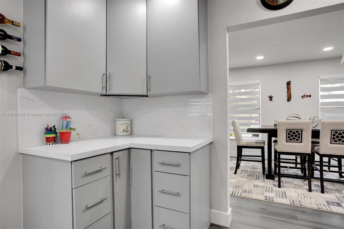 Dining room, Interior, Kitchen, Recessed Lighting, Wood Texture Flooring