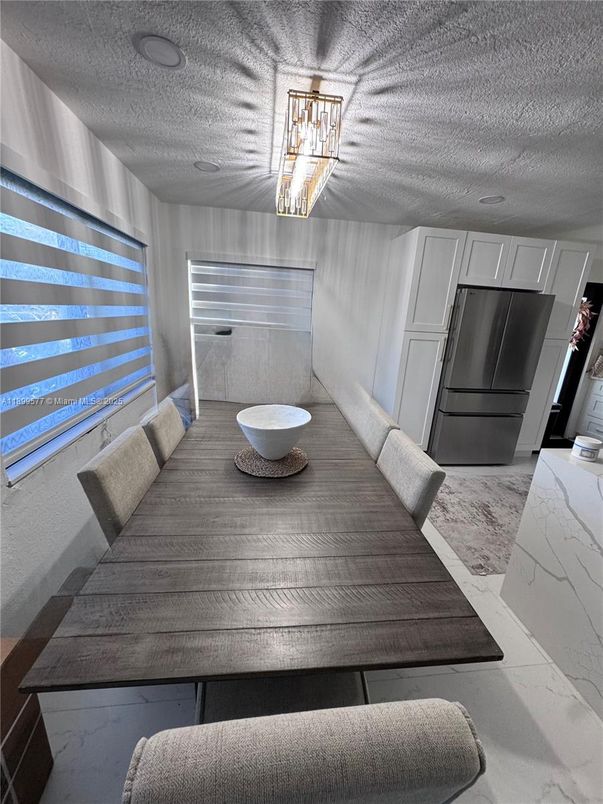 Dining room, Interior, Marble, Recessed Lighting